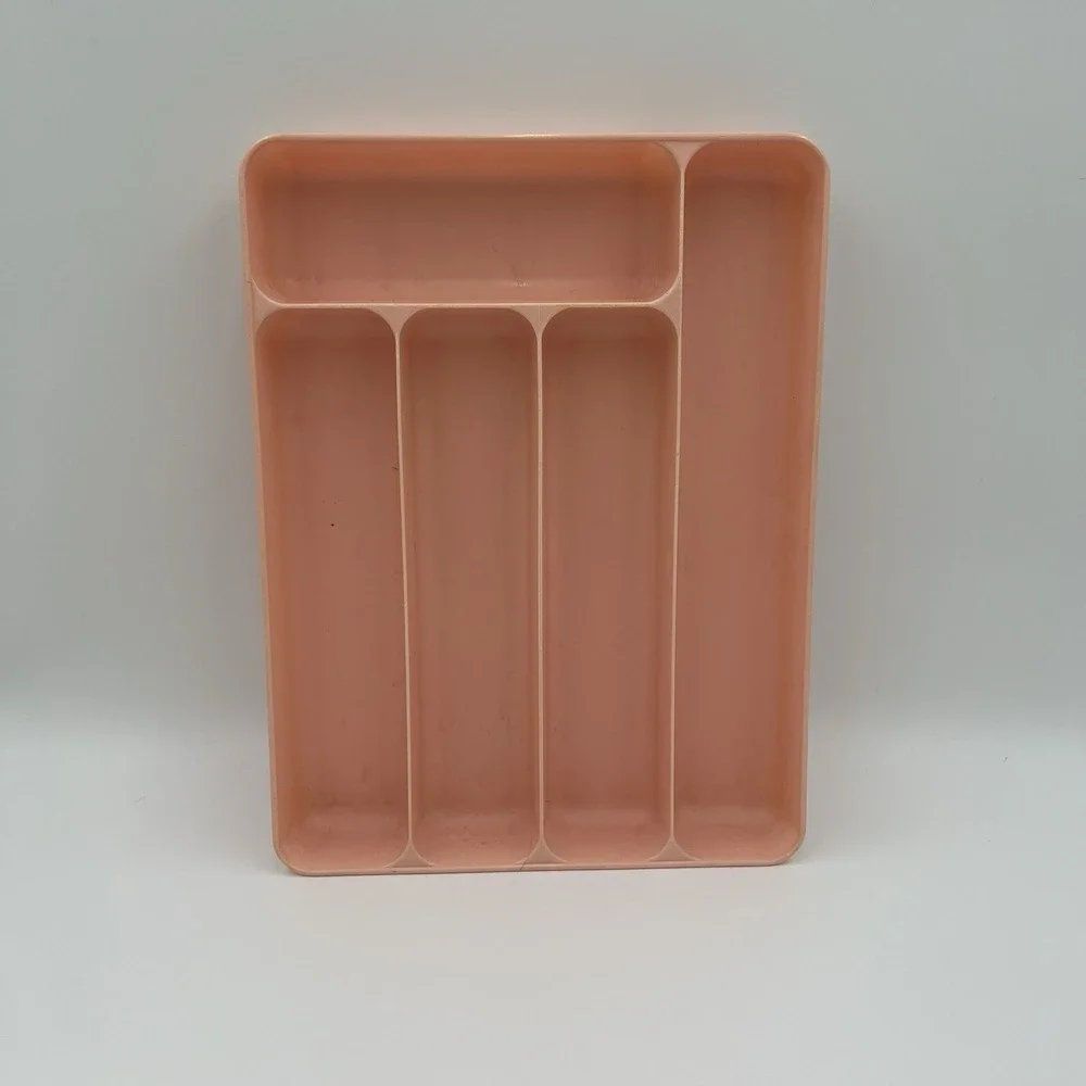 Vintage Lustro-ware Plastic Cutlery 5 drawer‎ Kitchen organizer dusty Pink Retro